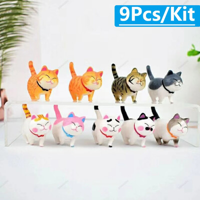 9/18 vnt Mini mielas katės papuošalas Kawaii kačiuko figūrėlės gimtadienio dovanoms Namų dekoras Automobilio interjeras Stalinis modelis Sodo aksesuaras