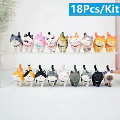 9/18 vnt Mini mielas katės papuošalas Kawaii kačiuko figūrėlės gimtadienio dovanoms Namų dekoras Automobilio interjeras Stalinis modelis Sodo aksesuaras