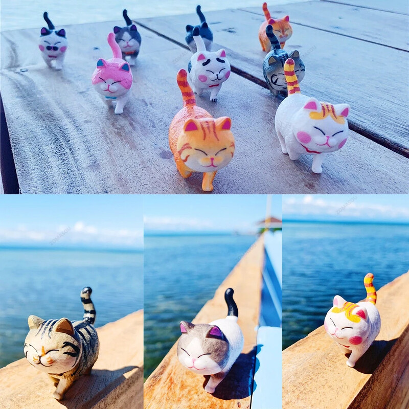9/18 vnt Mini mielas katės papuošalas Kawaii kačiuko figūrėlės gimtadienio dovanoms Namų dekoras Automobilio interjeras Stalinis modelis Sodo aksesuaras