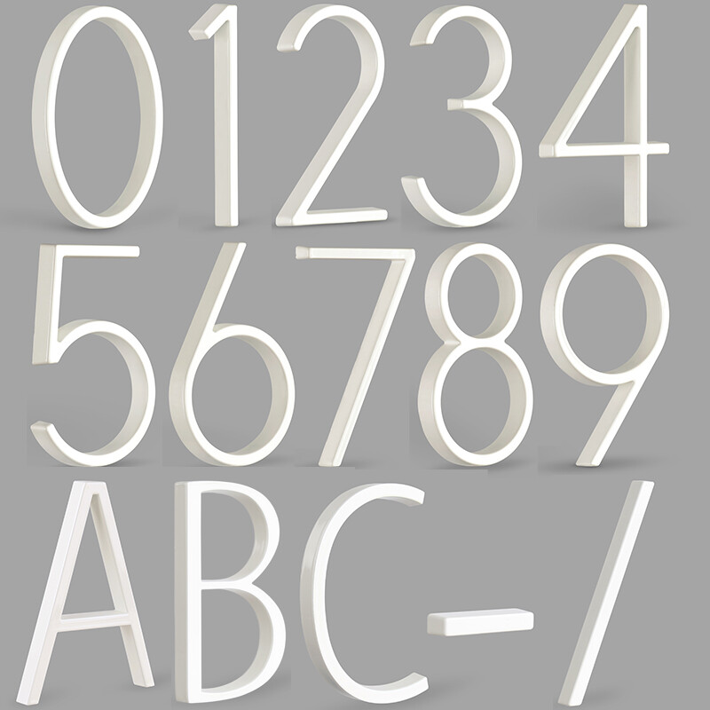 1 vnt 5 colių 125 mm plaukiojantis namo numeris, baltas aliuminio lydinio numeris ir raidė, metalinė adreso plokštelė, lauko durų numeris brūkšninis pasvirasis brūkšnys #0-9
