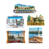 Európa Srbsko Hlavné mesto Belehrad Magnet Turistické suveníry Magnetické nálepky na chladničku Dekoračné predmety Cestovné darčeky