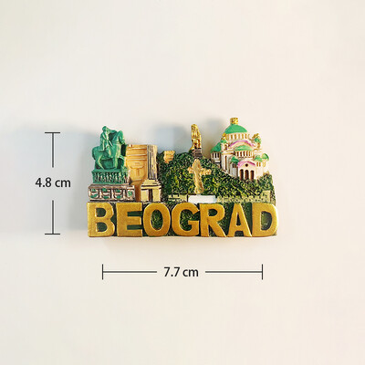 Európa Srbsko Hlavné mesto Belehrad Magnet Turistické suveníry Magnetické nálepky na chladničku Dekoračné predmety Cestovné darčeky