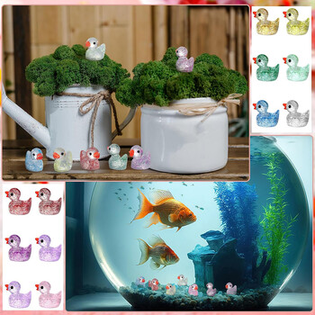 120Pcs Mini Resin Ducks Glitter Miniature Figure Tiny Duck for DIY Garden Aquarium Dollhouse Στολίδι Σπίτι Σχολείο Γενεθλίων