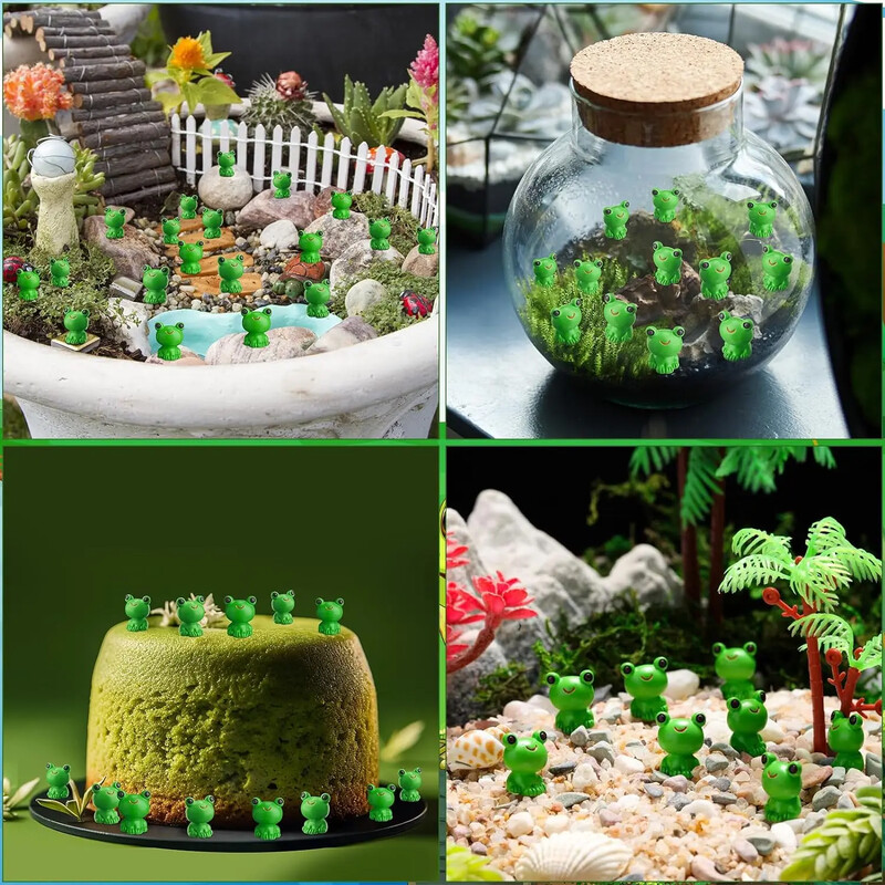 50db mini állatok figurák gyanta apró béka tehén kis sárga kacsa kert miniatűr moha táj barkács kézműves dísz lakberendezés