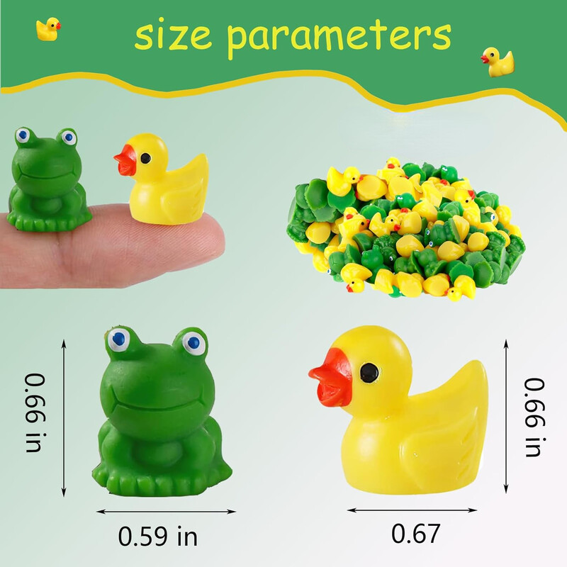 50db mini állatok figurák gyanta apró béka tehén kis sárga kacsa kert miniatűr moha táj barkács kézműves dísz lakberendezés
