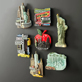 Αυτοκόλλητο με μαγνήτη ψυγείου ρητίνης Creative New York Fridge Magnet Tourism Home Decoration American Magnetic Refrigerator Αυτοκόλλητο