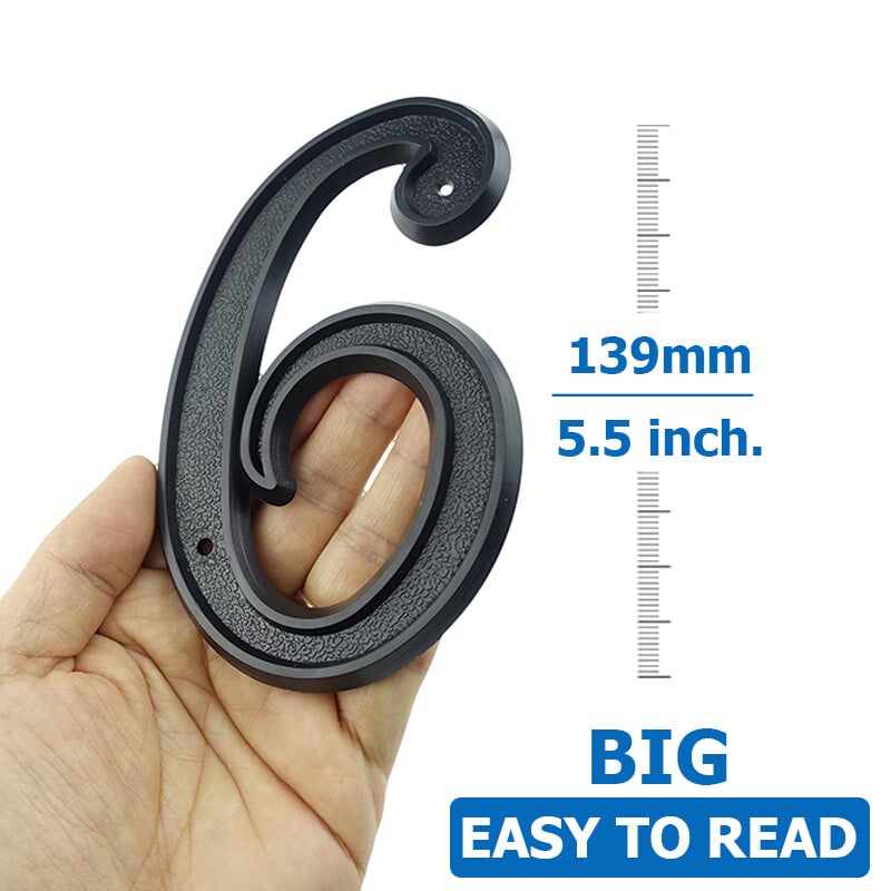 1 vnt 5,5 colio 139 mm didelis namo numeris juodas ABS plastikinių durų numeris pašto dėžutės adreso ženklas Lauko namo numeris #0-9