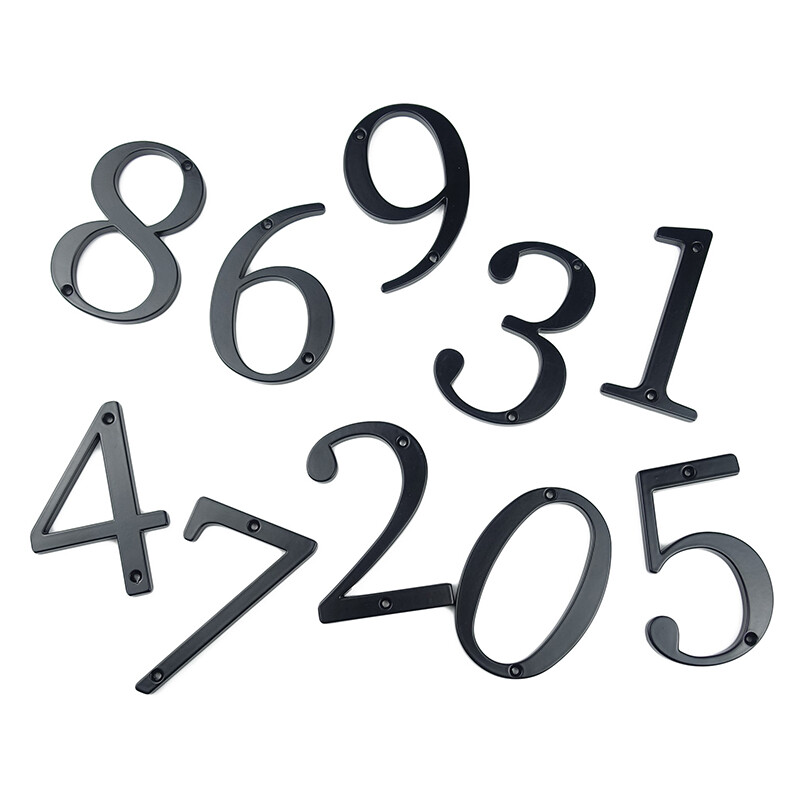 1 бр. 4" 101 мм модерен номер на къща, номер от черна цинкова сплав, номер и буква, номер на вратата, адрес на пощенска кутия, табела, външен номер на къща #0-9