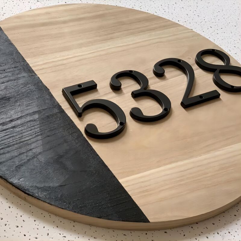 1 бр. 4" 101 мм модерен номер на къща, номер от черна цинкова сплав, номер и буква, номер на вратата, адрес на пощенска кутия, табела, външен номер на къща #0-9