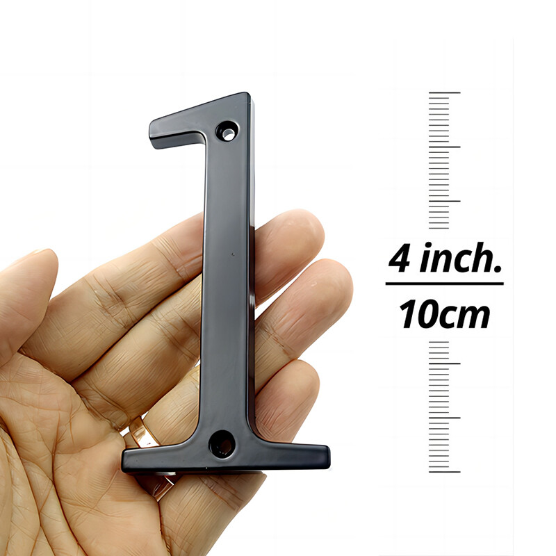 1 бр. 4" 101 мм модерен номер на къща, номер от черна цинкова сплав, номер и буква, номер на вратата, адрес на пощенска кутия, табела, външен номер на къща #0-9