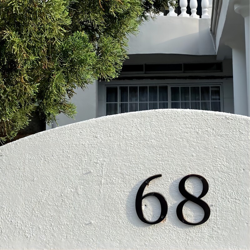 1 бр. 4" 101 мм модерен номер на къща, номер от черна цинкова сплав, номер и буква, номер на вратата, адрес на пощенска кутия, табела, външен номер на къща #0-9