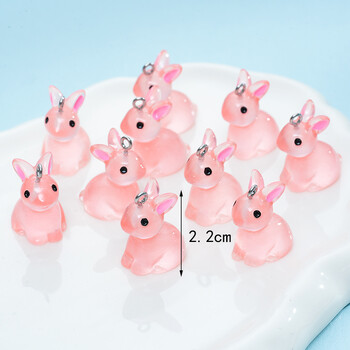 10 τμχ Cute Rabbit Resin Charms 3D φωτεινά μενταγιόν ζώων για αξεσουάρ κατασκευής κοσμημάτων DIY Χειροποίητο κολιέ σκουλαρίκι