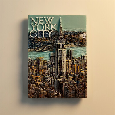 Amerika, New York, 3D stereoskopický, remeslá, cestovná spomienka, dekorácia do domu, vtipný magnet, magnety na chladničku.