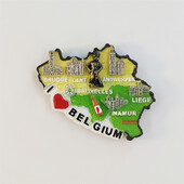 Belgicko, mapa, pamiatky, móda, 3D stereoskopický, turistické suveníry, maľba živicou, dekorácia do domu, magnety na chladničku