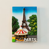 Franciaország, Párizs, Eiffel-torony, 3D sztereoszkópikus, turisztikai ajándéktárgyak, műgyanta festés, lakásdekoráció, kollekció, hűtőmágnesek