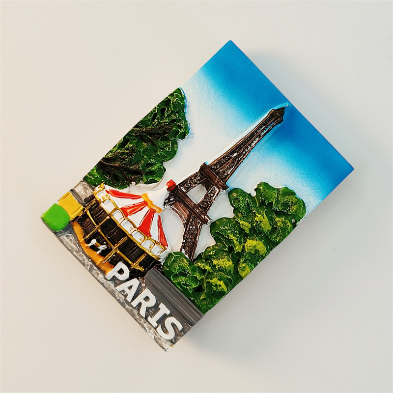 Franciaország, Párizs, Eiffel-torony, 3D sztereoszkópikus, turisztikai ajándéktárgyak, műgyanta festés, lakásdekoráció, kollekció, hűtőmágnesek