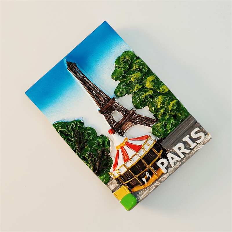 Franciaország, Párizs, Eiffel-torony, 3D sztereoszkópikus, turisztikai ajándéktárgyak, műgyanta festés, lakásdekoráció, kollekció, hűtőmágnesek