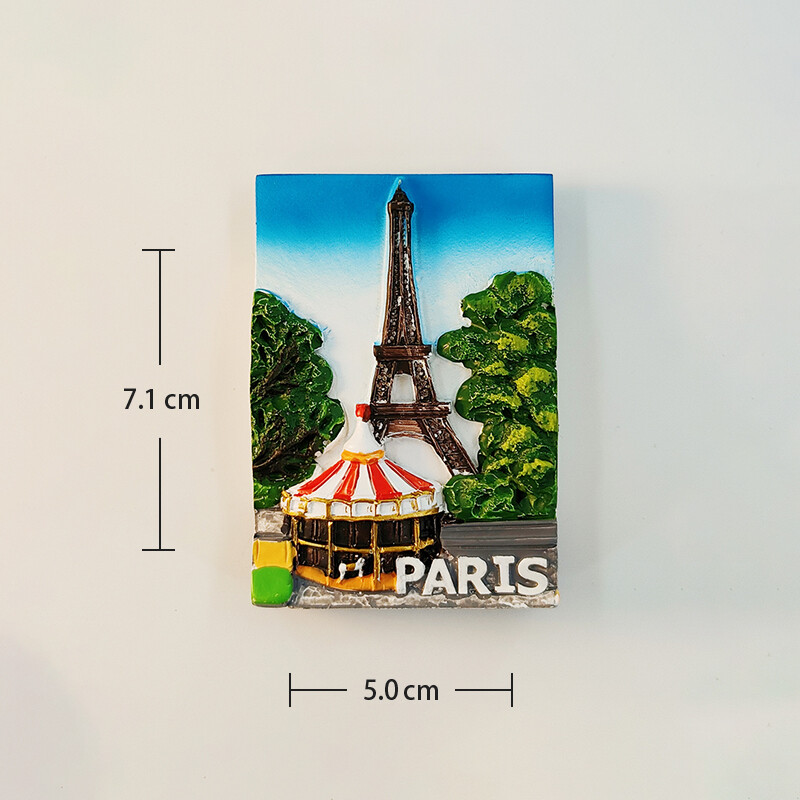 Franciaország, Párizs, Eiffel-torony, 3D sztereoszkópikus, turisztikai ajándéktárgyak, műgyanta festés, lakásdekoráció, kollekció, hűtőmágnesek