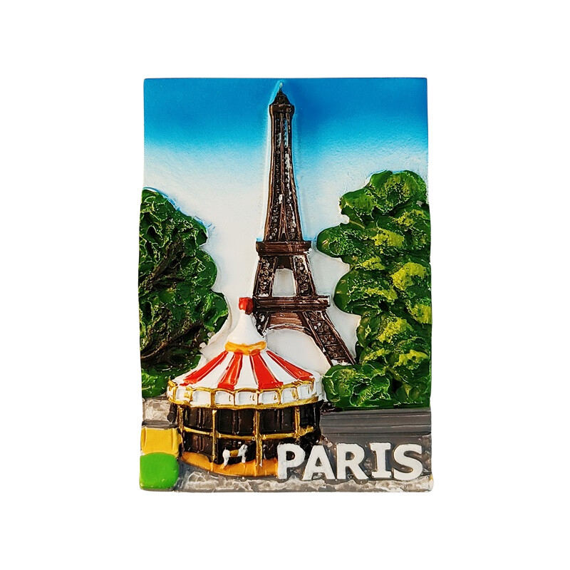 Franciaország, Párizs, Eiffel-torony, 3D sztereoszkópikus, turisztikai ajándéktárgyak, műgyanta festés, lakásdekoráció, kollekció, hűtőmágnesek