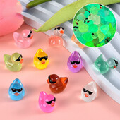 30 ΤΕΜ Φωτεινές μίνι πάπιες με γυαλιά Fairy Garden DIY Αξεσουάρ Μινιατούρες κίτρινες πάπιες Διακοσμητικές φιγούρες γραφείου Λάμπουν τη νύχτα