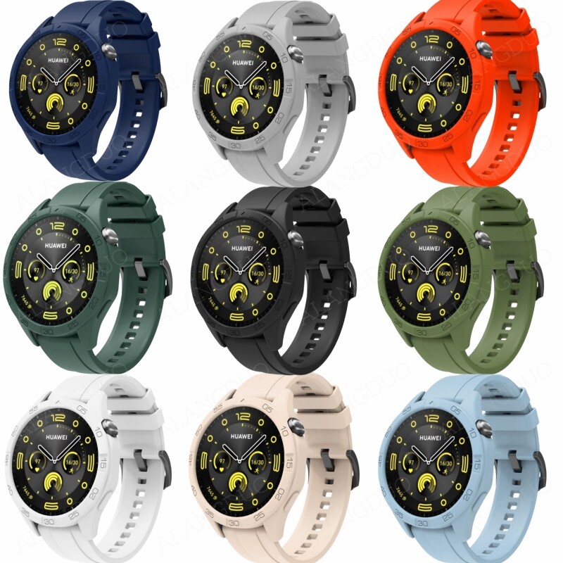 Curea din silicon 2in1+carcasa de protectie pentru Huawei Watch GT4 46mm Bratara de inlocuire oficiala in aceeasi culoare Accesorii pentru ceas gt4