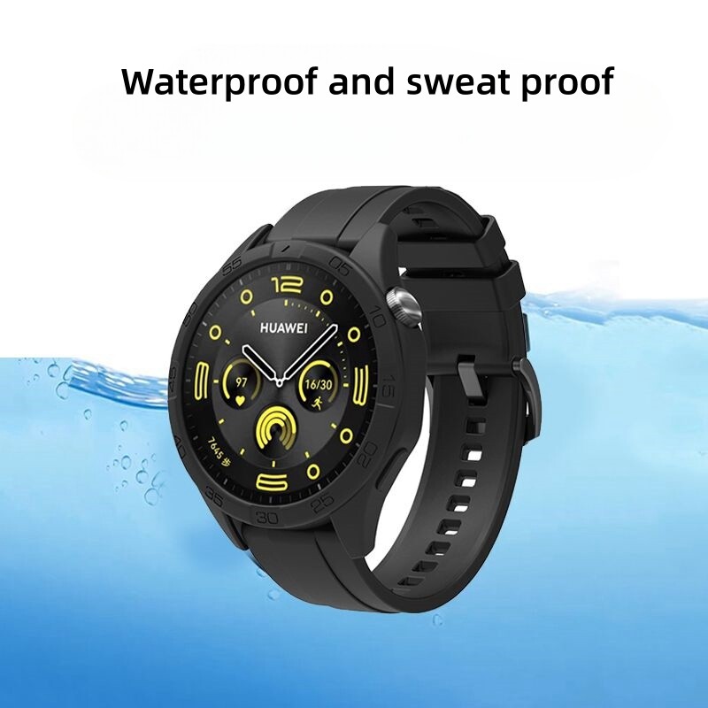 Curea din silicon 2in1+carcasa de protectie pentru Huawei Watch GT4 46mm Bratara de inlocuire oficiala in aceeasi culoare Accesorii pentru ceas gt4