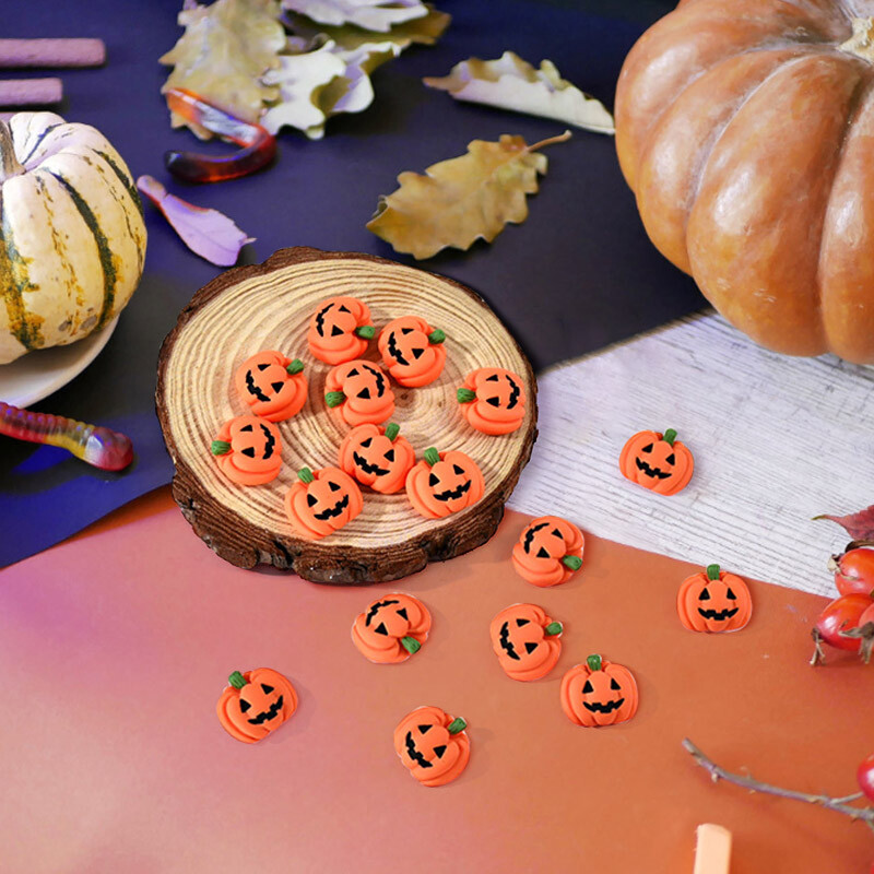 20p gyanta mini Halloween sütőtök miniatűr sütőtök lapos hátú modell barkács Ajándékok Díszítés Kézműves kiegészítők Halloween lakberendezés