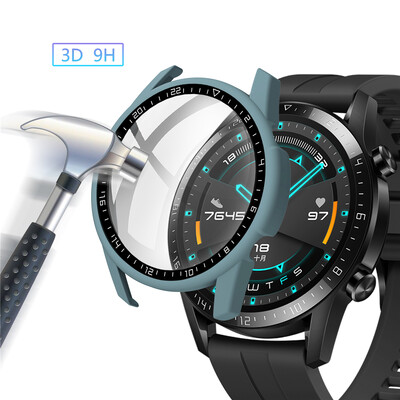 Edzett üveg borítású PC számlap mérleg védőtok Huawei Watch GT 2 46 mm-es héjú képernyővédő fóliához Smart Watch tartozékok