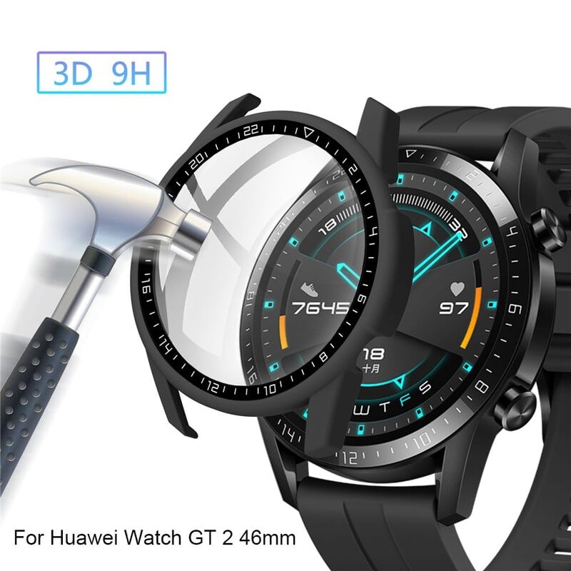 Ochranné puzdro z tvrdeného skla s PC stupnicou pre Huawei Watch GT 2 46 mm, chránič obrazovky, príslušenstvo pre inteligentné hodinky