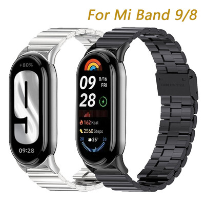 Каишка за китка за Xiaomi Smart Band 9 Метална каишка за часовник за Xiaomi Mi Band 9 Каишка за часовник Correas reloj за xiaomi mi band 8 Гривна