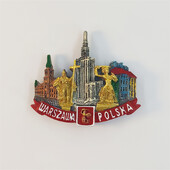 Lengyelország, Varsó, Tudományos Palota, 3D sztereoszkópikus, Idegenforgalmi Ajándéktárgyak, Gyantafestés, Lakásdekoráció, Gyűjtemény, Hűtőmágnesek