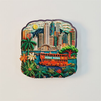 Kinija, Honkongas, 3D stereoskopiniai, turizmo suvenyrai, dažymas derva, namų dekoravimas, kolekcija, šaldytuvo magnetai