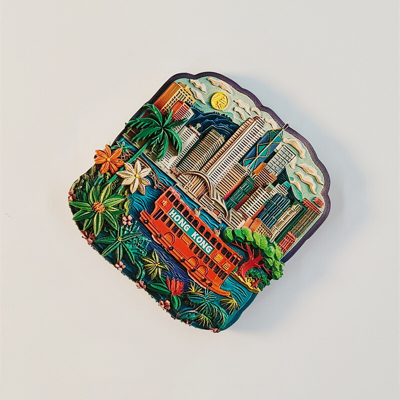 Kinija, Honkongas, 3D stereoskopiniai, turizmo suvenyrai, dažymas derva, namų dekoravimas, kolekcija, šaldytuvo magnetai