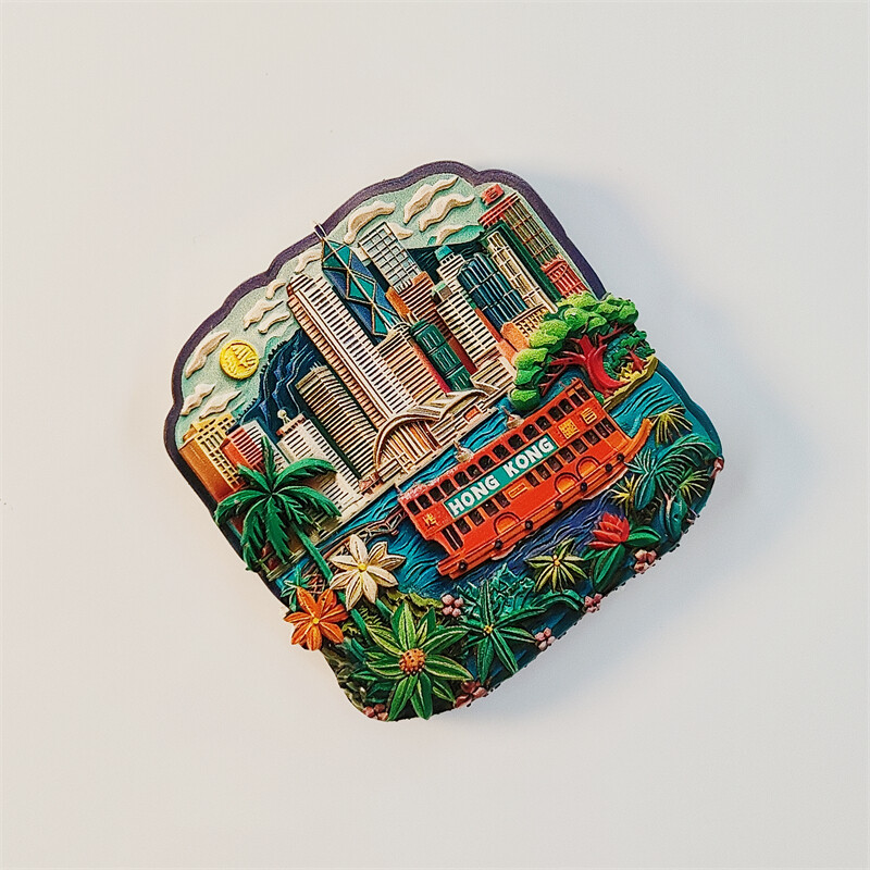 Kinija, Honkongas, 3D stereoskopiniai, turizmo suvenyrai, dažymas derva, namų dekoravimas, kolekcija, šaldytuvo magnetai