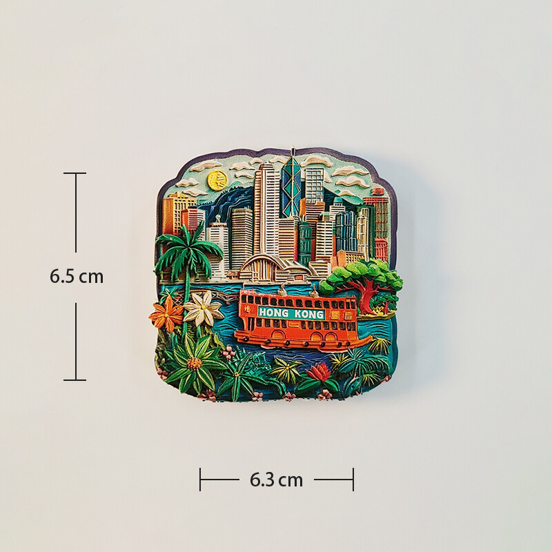 Kinija, Honkongas, 3D stereoskopiniai, turizmo suvenyrai, dažymas derva, namų dekoravimas, kolekcija, šaldytuvo magnetai