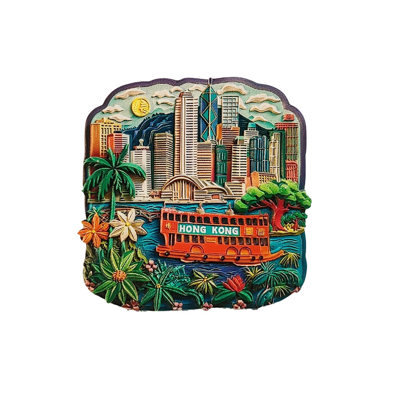 Kinija, Honkongas, 3D stereoskopiniai, turizmo suvenyrai, dažymas derva, namų dekoravimas, kolekcija, šaldytuvo magnetai