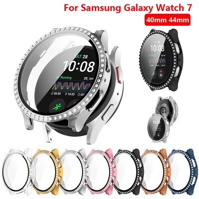 Diamond Bling tok Galaxy Watchhoz Samsung Galaxy Watch 7/FE 40mm 44mm, edzett üveg lökhárító burkolat órához 4 5 6 tartozékok