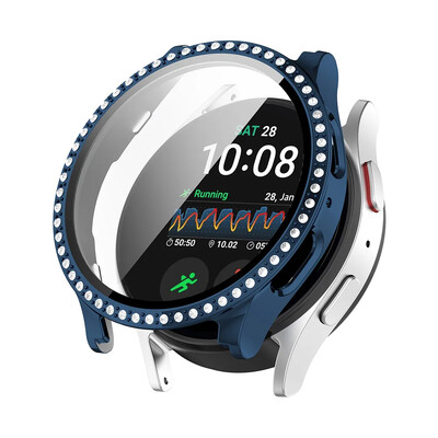Diamond Bling futrālis Galaxy Watch Samsung Galaxy Watch 7/FE 40mm 44mm, rūdīta stikla bufera vāciņš pulksteņa 4 5 6 piederumiem