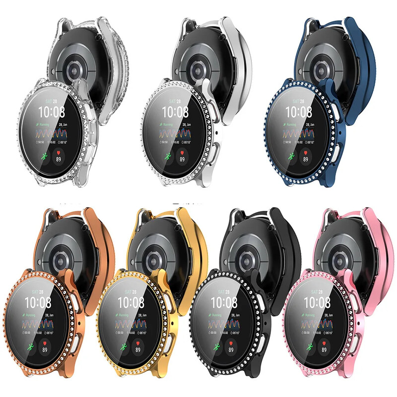 Diamond Bling futrālis Galaxy Watch Samsung Galaxy Watch 7/FE 40mm 44mm, rūdīta stikla bufera vāciņš pulksteņa 4 5 6 piederumiem