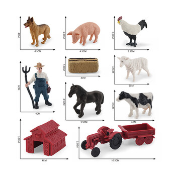 12 τμχ Simulation Farm Poultry Wild Animals Action Figures Model Rooster Pig Cow Sheep Horse Goose Collie Mini Toy for Children