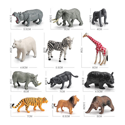 12 τμχ Simulation Farm Poultry Wild Animals Action Figures Model Rooster Pig Cow Sheep Horse Goose Collie Mini Toy for Children