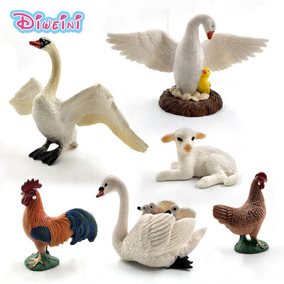 Miel artificială lebădă cocoș cocoș pui oaie găină model animal figurin plastic decorare jucărie educațională cadou pentru copii