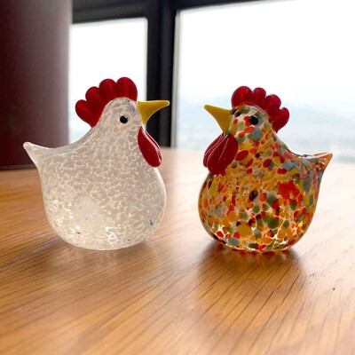 Színes kristályüveg kakas pulyka állatfigurák kakas csirke miniatűr kézzel fújt modern miniatűr lakberendezési karácsonyi ajándék