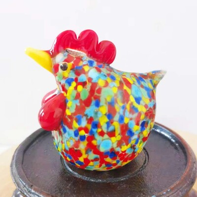 Cocoș de cristal colorat din sticlă de curcan figurine de animale cocoș, pui, miniatură, suflată manual, miniaturi moderne, decorațiuni pentru acasă, cadou de Crăciun