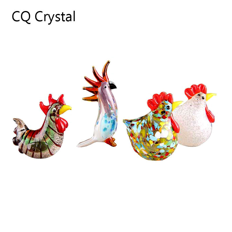 Cocoș de cristal colorat din sticlă de curcan figurine de animale cocoș, pui, miniatură, suflată manual, miniaturi moderne, decorațiuni pentru acasă, cadou de Crăciun
