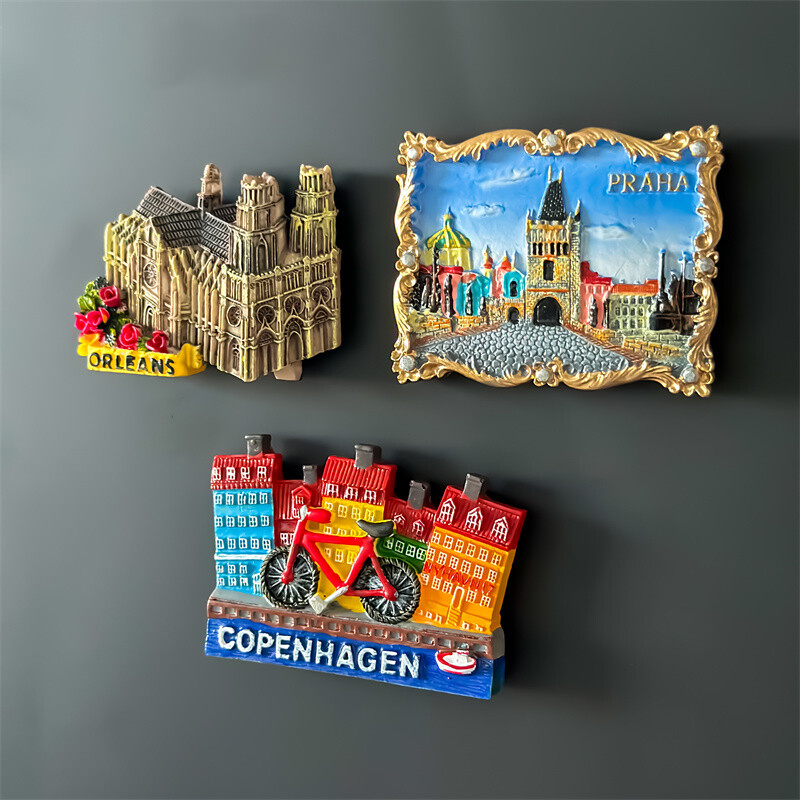 Magnety na chladničku Dánsko Česká republika Praha Francúzsko Notre-Dame de Paris Tyčinky na chladničku Živicové magnety na chladničku Suveníry