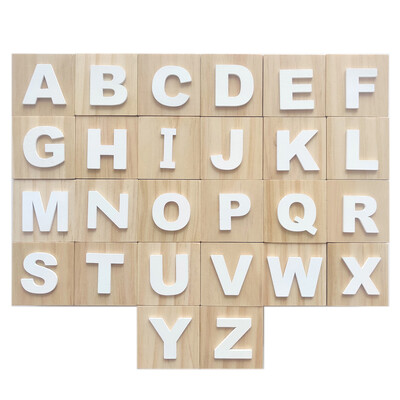 6x6x6CM koka ABC bloki Koka bērnu alfabēta burti Celtniecības kubi Pirmsskolas mācību rotaļlietas Maziem bērniem dāvanu fotografēšanas rekvizīti