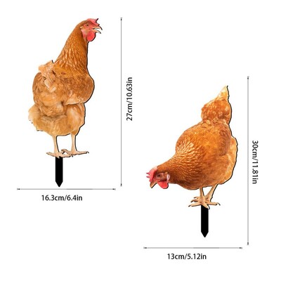 Csirkeudvar dekoráció Tyúk karótábla akril kakas dekor földdugó Reális baromfi szobor udvarhoz pázsit terasz kert