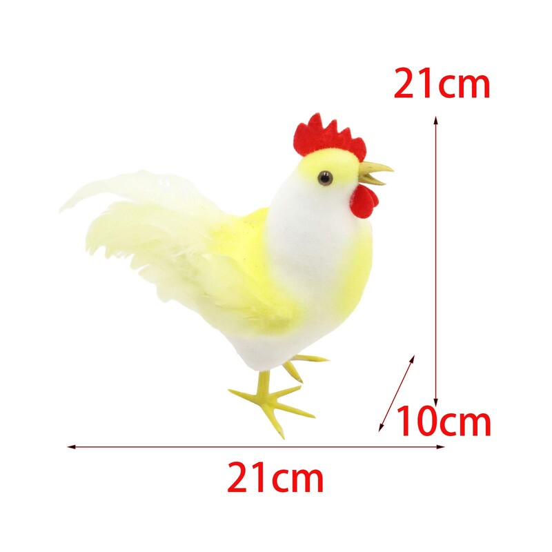 Sculptură de cocoș, pene simulate, ornament de animale, statuie creativă amuzantă de cocoș pentru birou, iarbă, curte, ornamente de artă