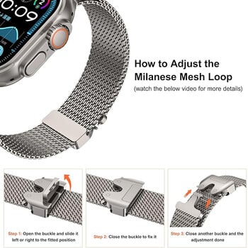 Каишка Milanese Loop за Apple Watch Band Ultra 2 49 mm 46 mm 45 mm 44 mm 42 mm Метална неръждаема стомана за iWatch Series 10 9 8 7 6 5 4